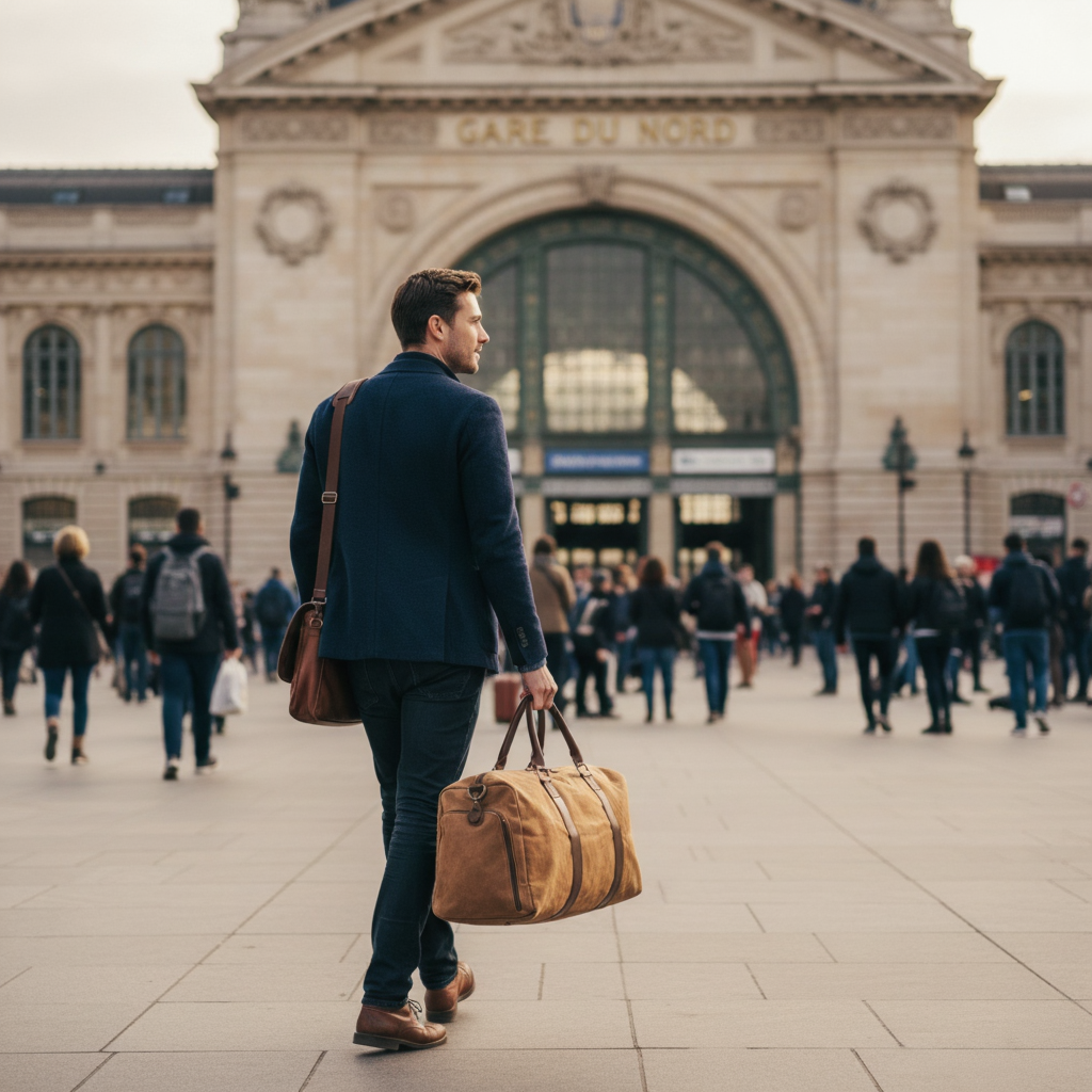 Sac de Voyage Cabine 28L en Toile Cirée & Cuir - Petit Sac Week-end (50cm)
