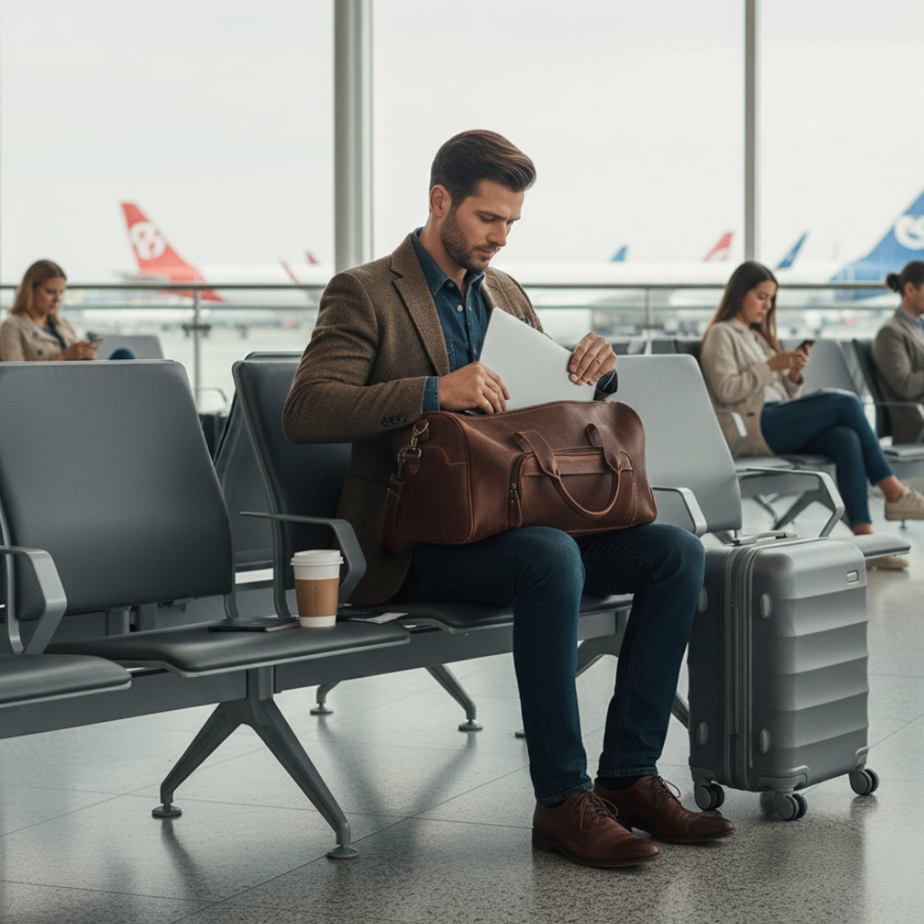 Sac de Voyage Cabine Compact 42cm - Cuir Véritable - Format Underseat 19L