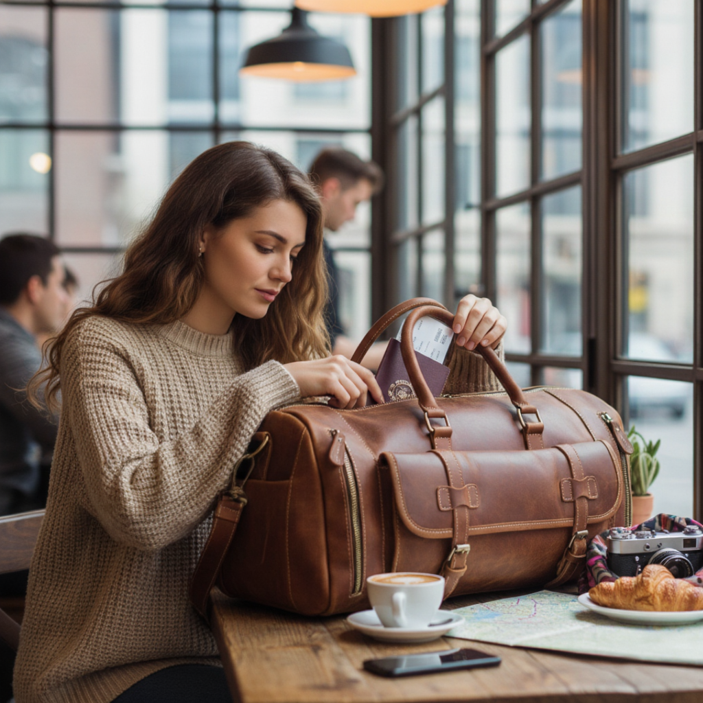 Sac de Voyage Vintage en Cuir Véritable - Format L & XL - Style Rétro Chic