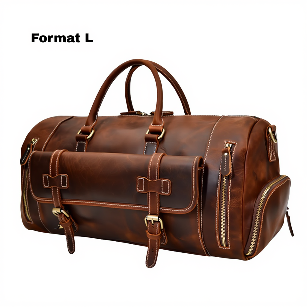 Sac de Voyage Vintage en Cuir Véritable - Format L & XL - Style Rétro Chic