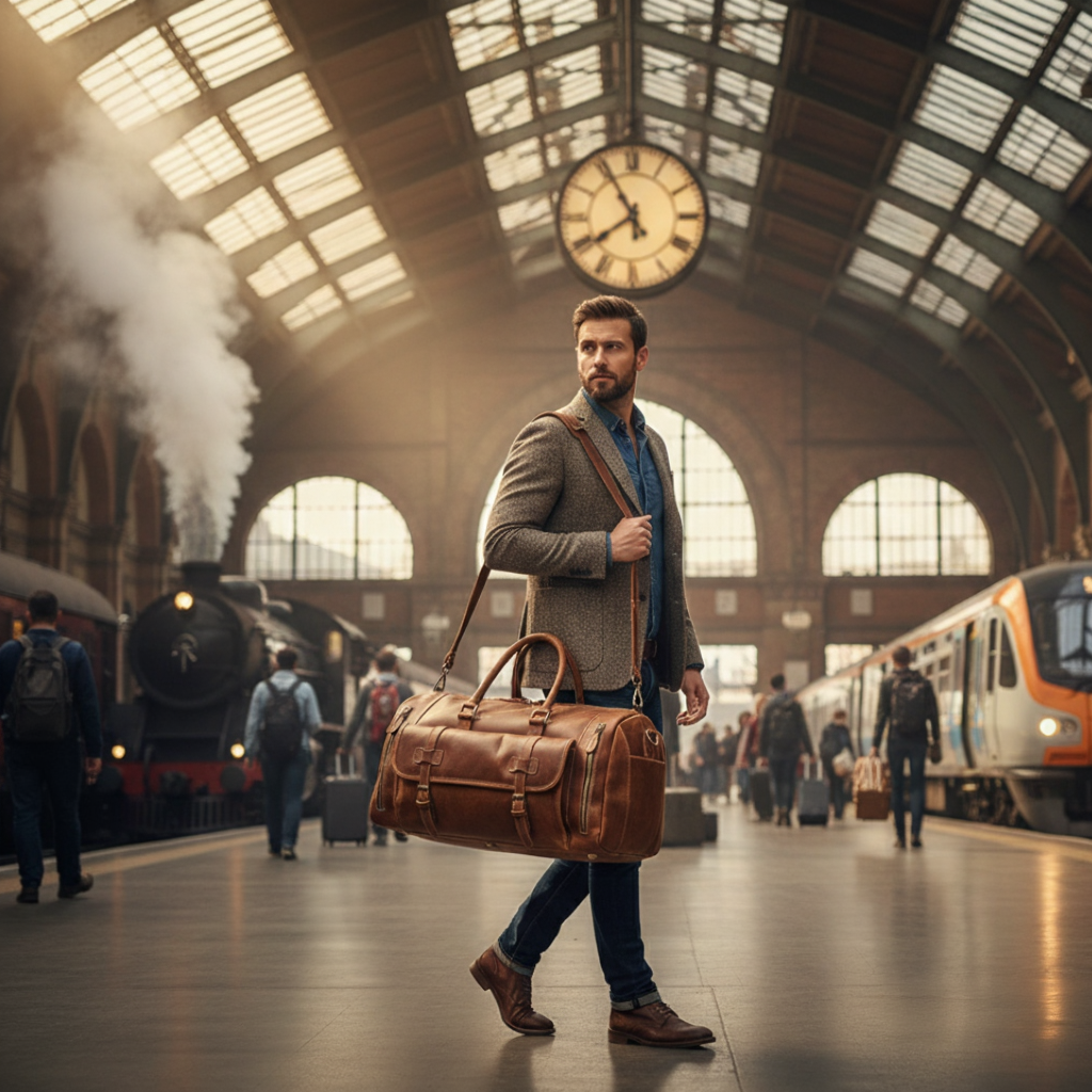 Sac de Voyage Vintage en Cuir Véritable - Format L & XL - Style Rétro Chic