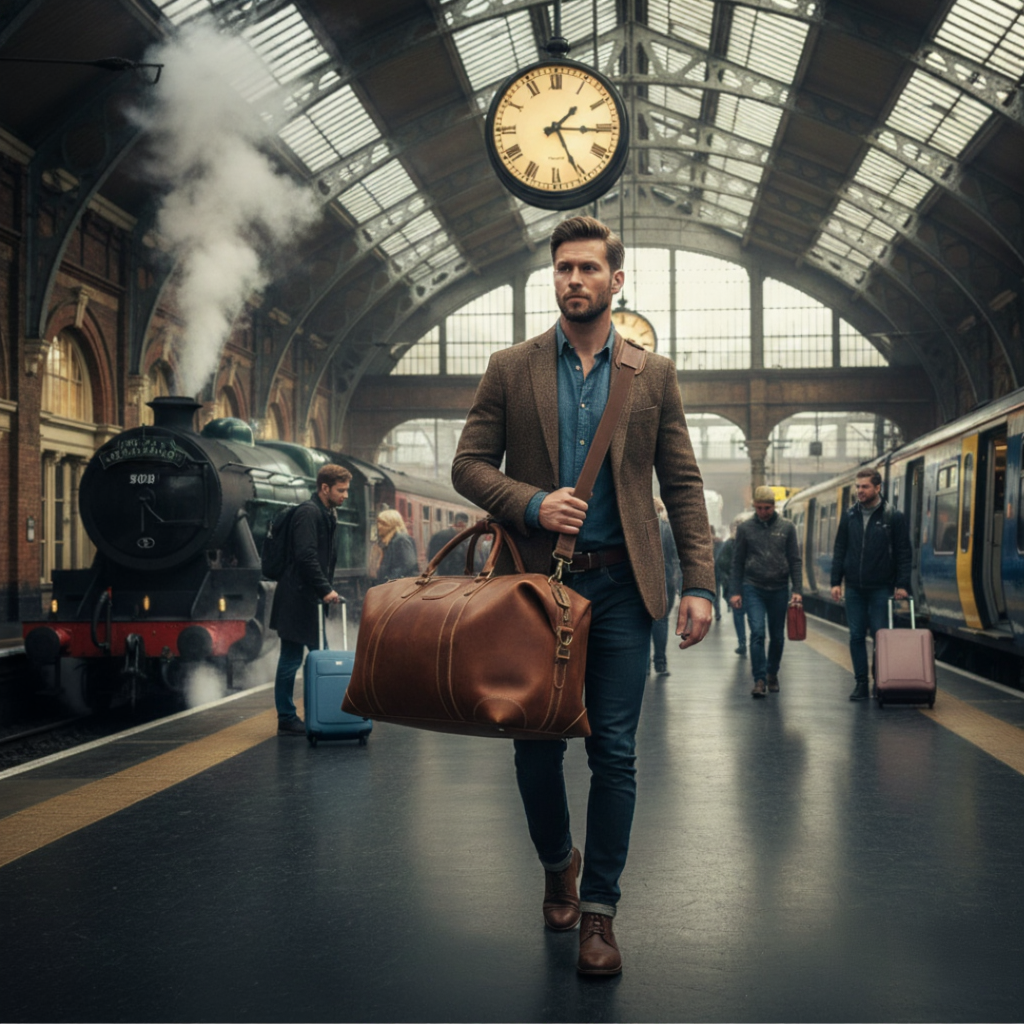 Grand Sac de Voyage en Cuir Épais et Robuste - 36L - Style Authentique