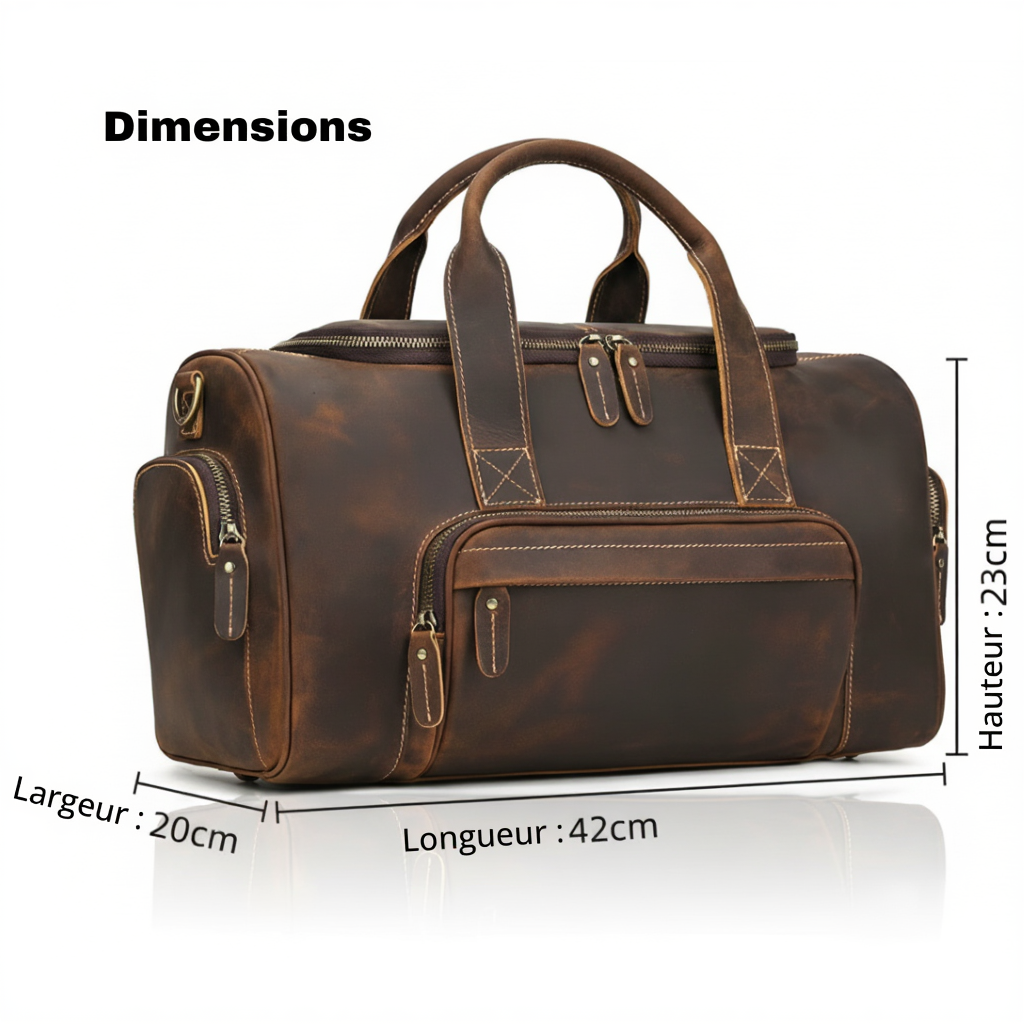 Sac de Voyage Cabine Compact 42cm - Cuir Véritable - Format Underseat 19L