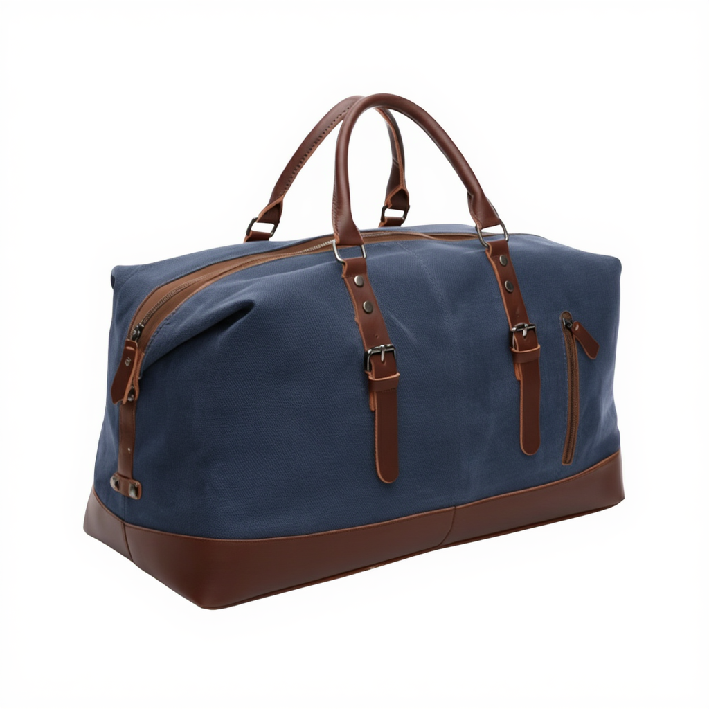 Sac de Voyage Vintage en Toile Canvas 43L - Grand Sac Week-end Rétro - Porté Main