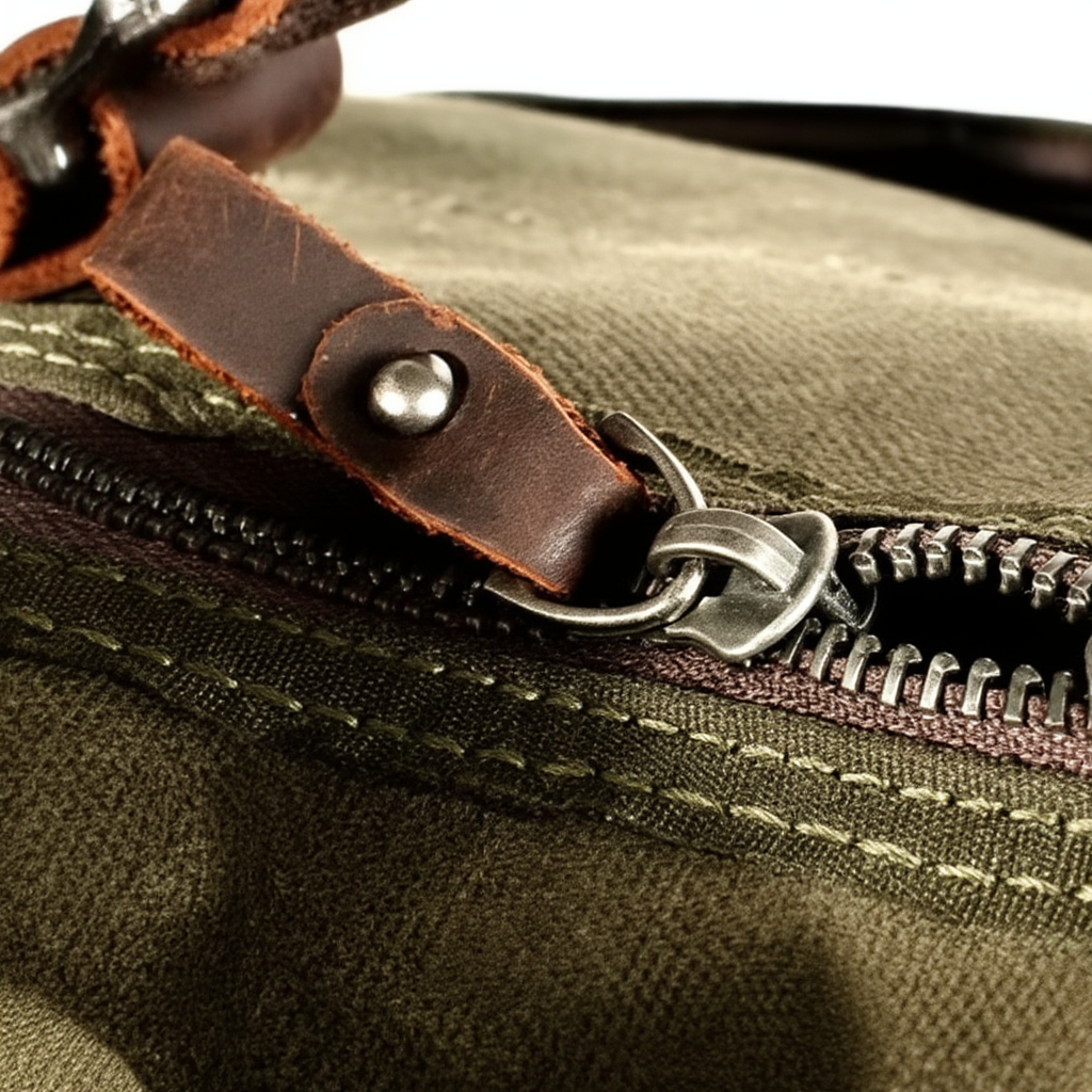 Sac de Voyage Cylindrique en Toile et Cuir Vachette - Duffle Bag Vintage 31L