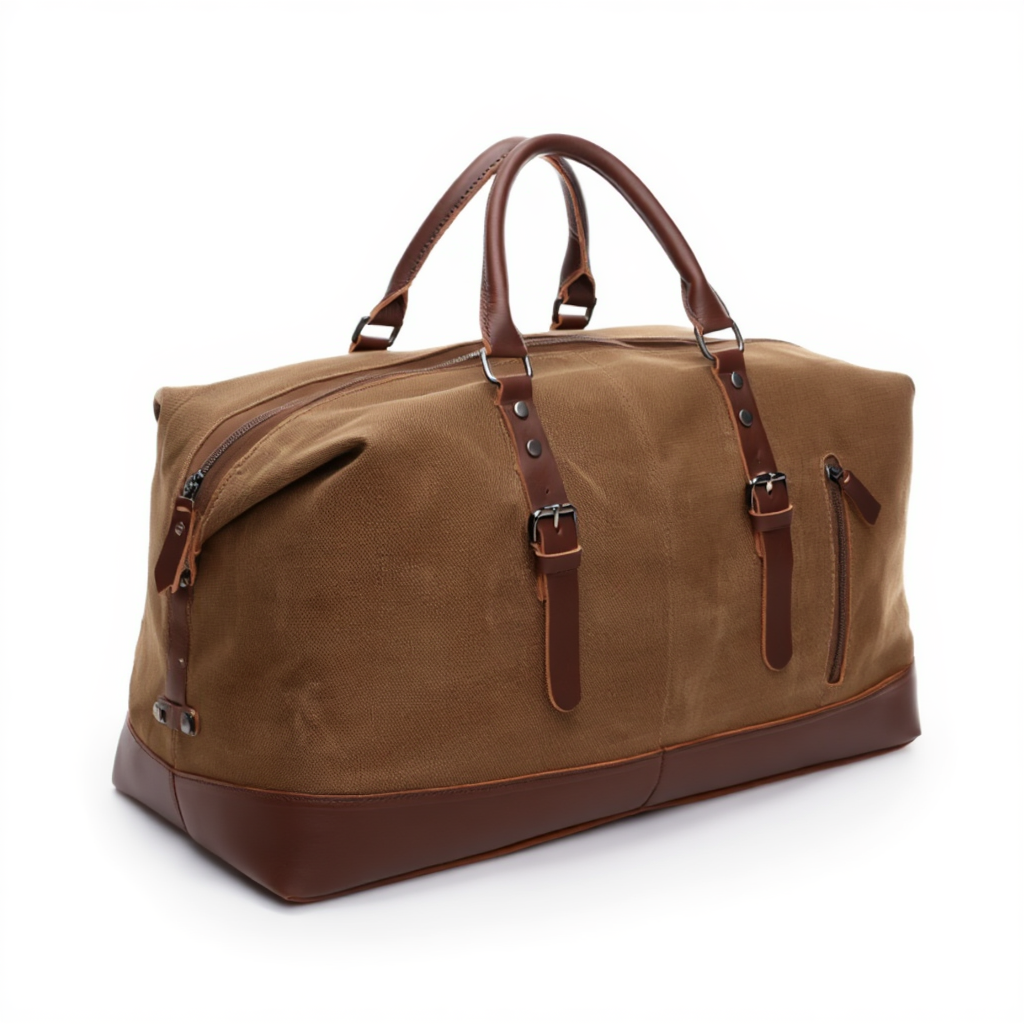 Sac de Voyage Vintage en Toile Canvas 43L - Grand Sac Week-end Rétro - Porté Main