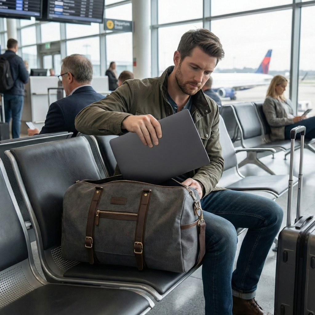 Sac Duffle Bag Vintage en Toile Canvas - 41L - Grand Format Week-end