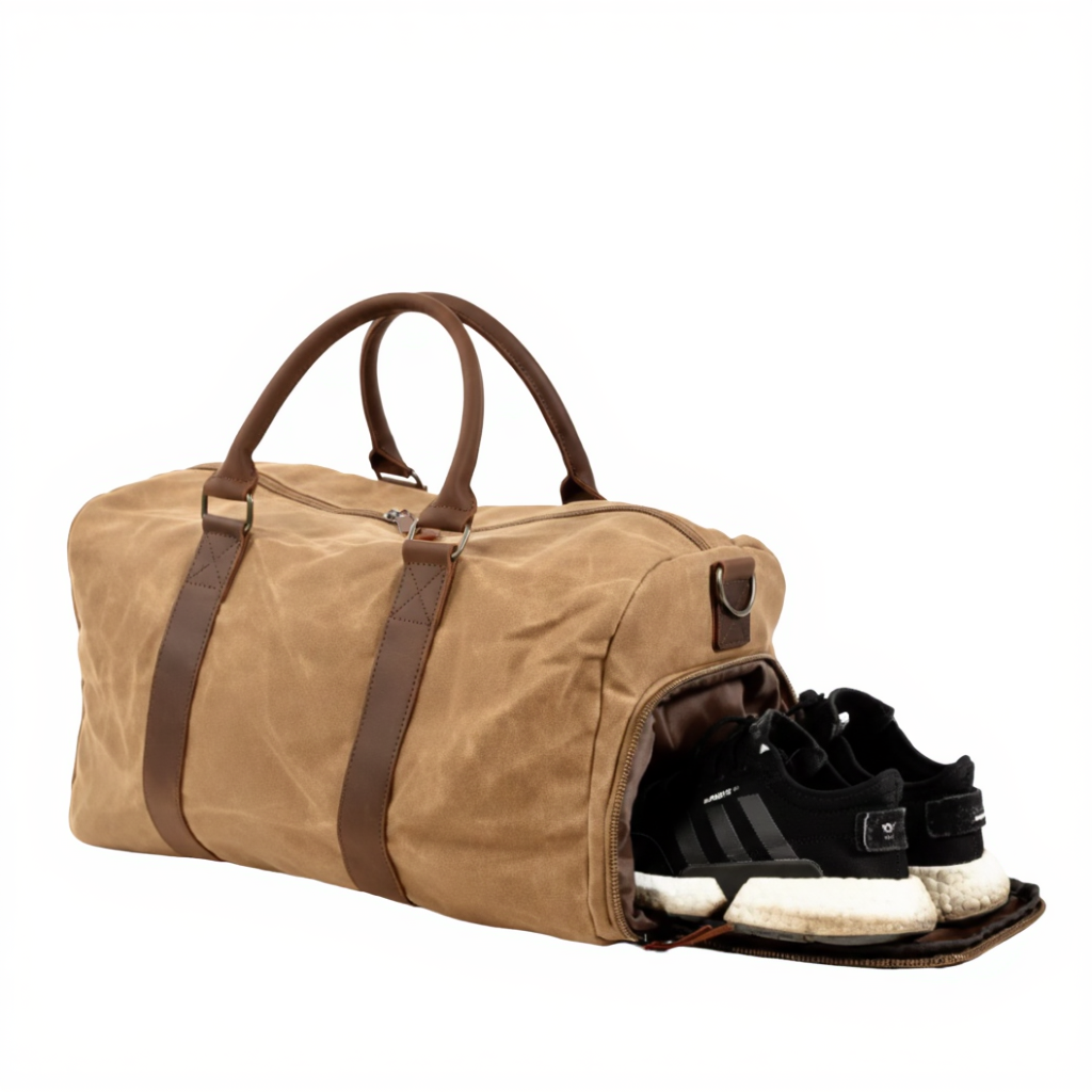 Sac de Voyage Cabine 28L en Toile Cirée & Cuir - Petit Sac Week-end (50cm)