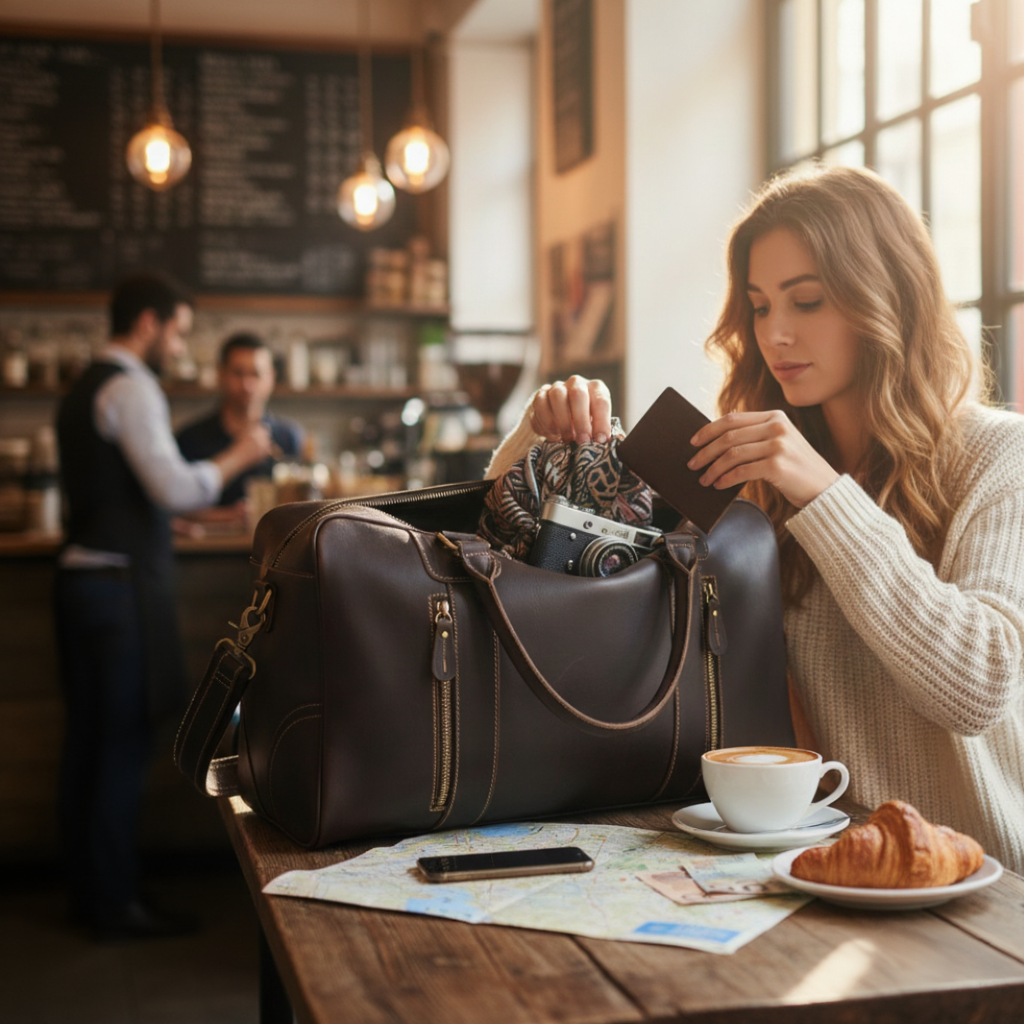 Sac de Voyage Cuir avec Compartiment Ordinateur - Bagage Cabine 29L - Business