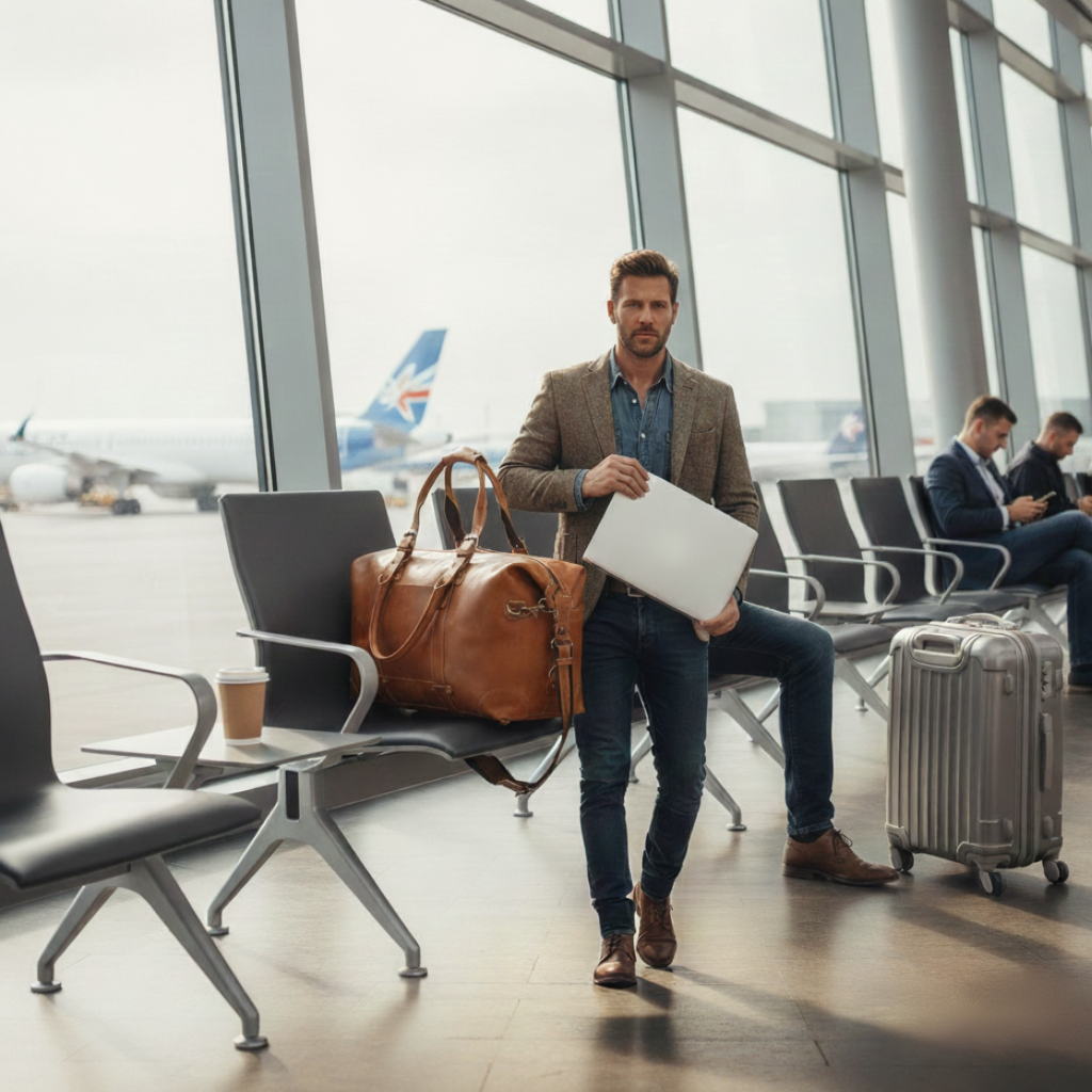 Sac de Voyage Cylindrique en Cuir Véritable - Duffle Bag Vintage 33L - Marron