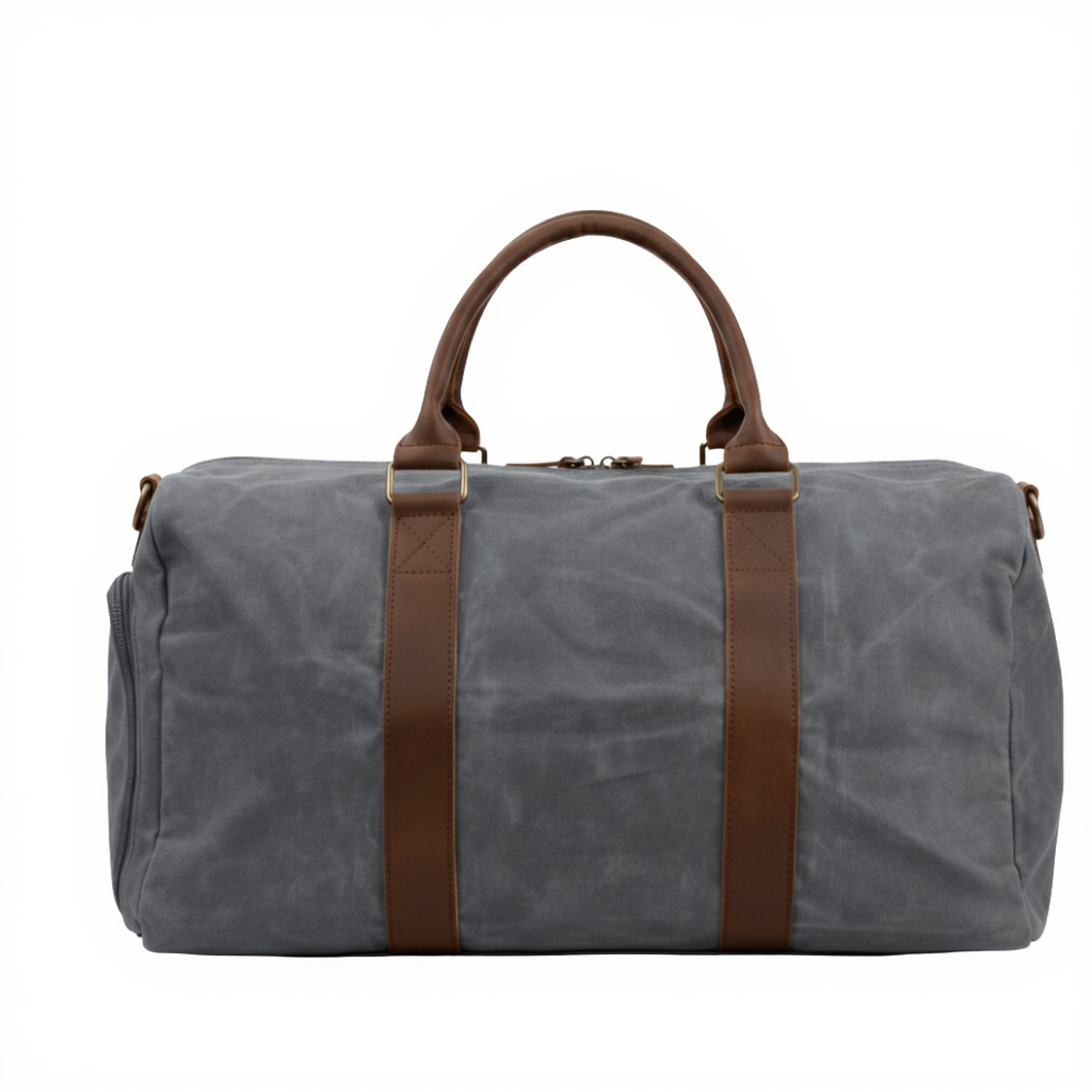Sac de Voyage Cabine 28L en Toile Cirée & Cuir - Petit Sac Week-end (50cm)