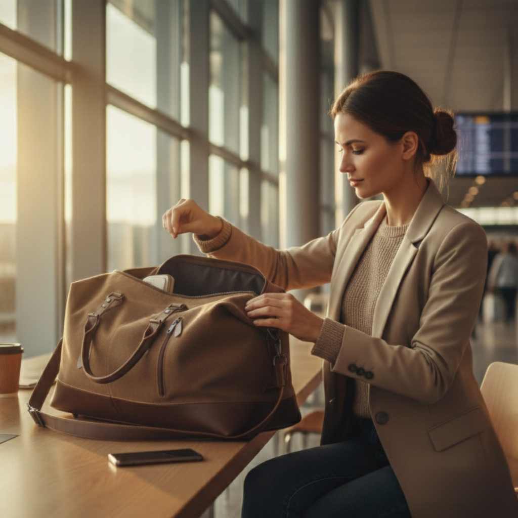 Sac de Voyage Vintage en Toile Canvas 43L - Grand Sac Week-end Rétro - Porté Main