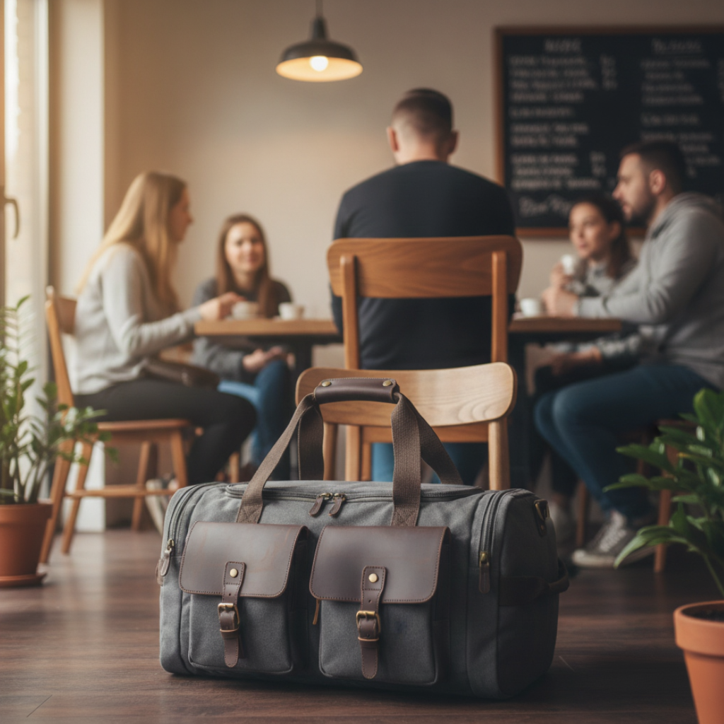 Sac de Voyage Rétro en Toile Épaisse et Cuir - 36L - Format 53cm (Cabine)