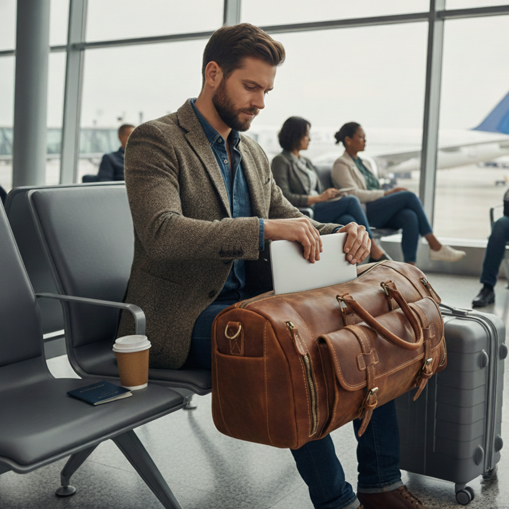 Sac de Voyage Vintage en Cuir Véritable - Format L & XL - Style Rétro Chic