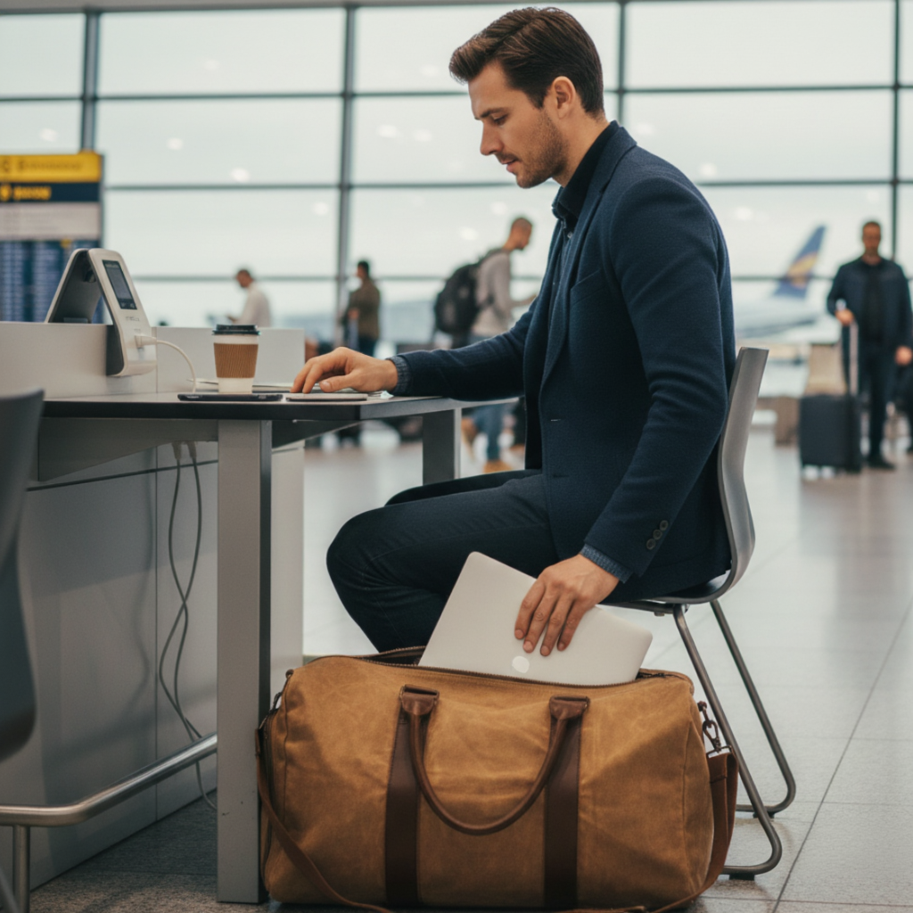 Sac de Voyage Cabine 28L en Toile Cirée & Cuir - Petit Sac Week-end (50cm)