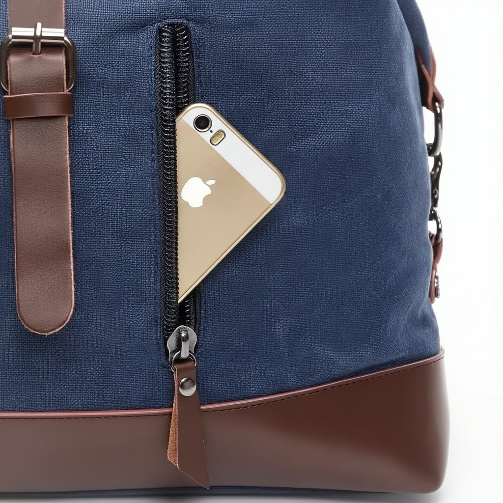 Sac de Voyage Vintage en Toile Canvas 43L - Grand Sac Week-end Rétro - Porté Main