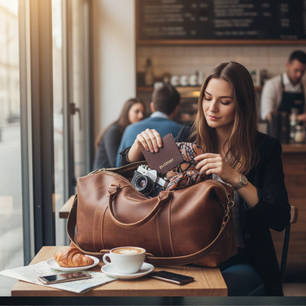 Grand Sac de Voyage en Cuir Épais et Robuste - 36L - Style Authentique