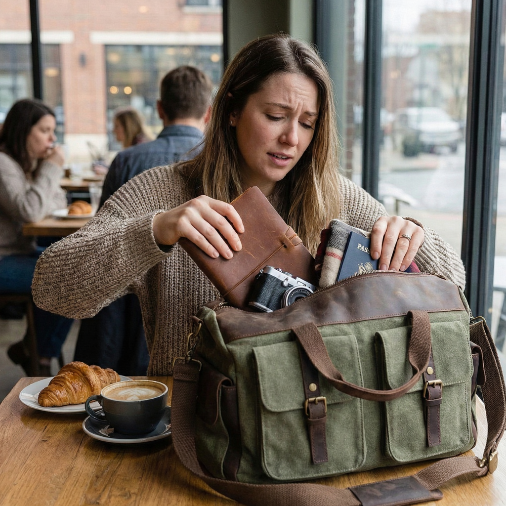 Sac de Voyage Vintage en Toile et Cuir Véritable - Sac Week-end (13L / 18L) - Sac Duffle Bag Rétro Canvas & Cuir