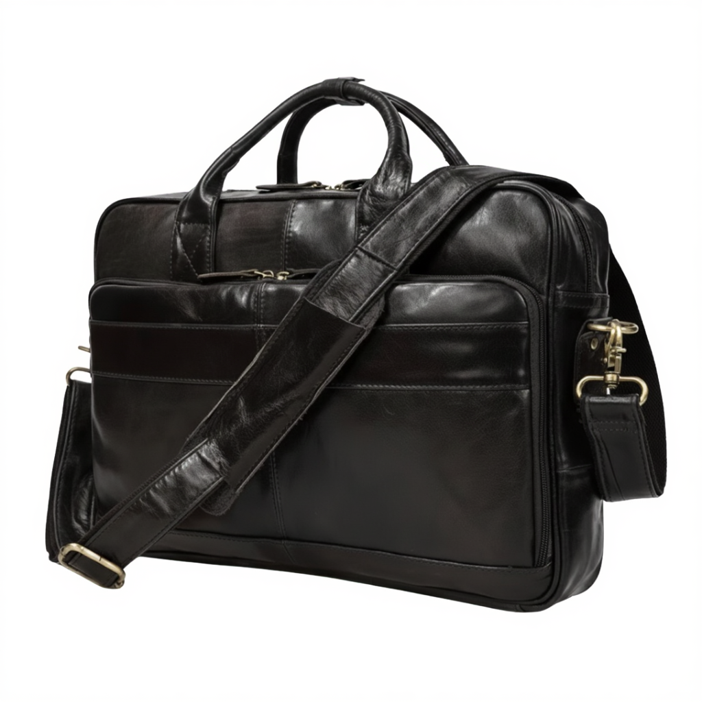 Sacoche Ordinateur 15 Pouces en Cuir Vachette - Porte-Documents Business 12L