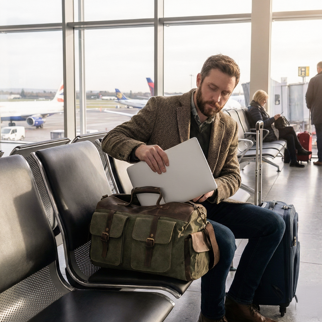 Sac de Voyage Vintage en Toile et Cuir Véritable - Sac Week-end (13L / 18L) - Sac Duffle Bag Rétro Canvas & Cuir