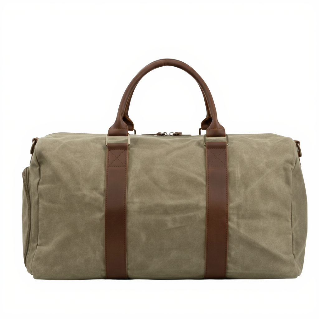 Sac de Voyage Cabine 28L en Toile Cirée & Cuir - Petit Sac Week-end (50cm)