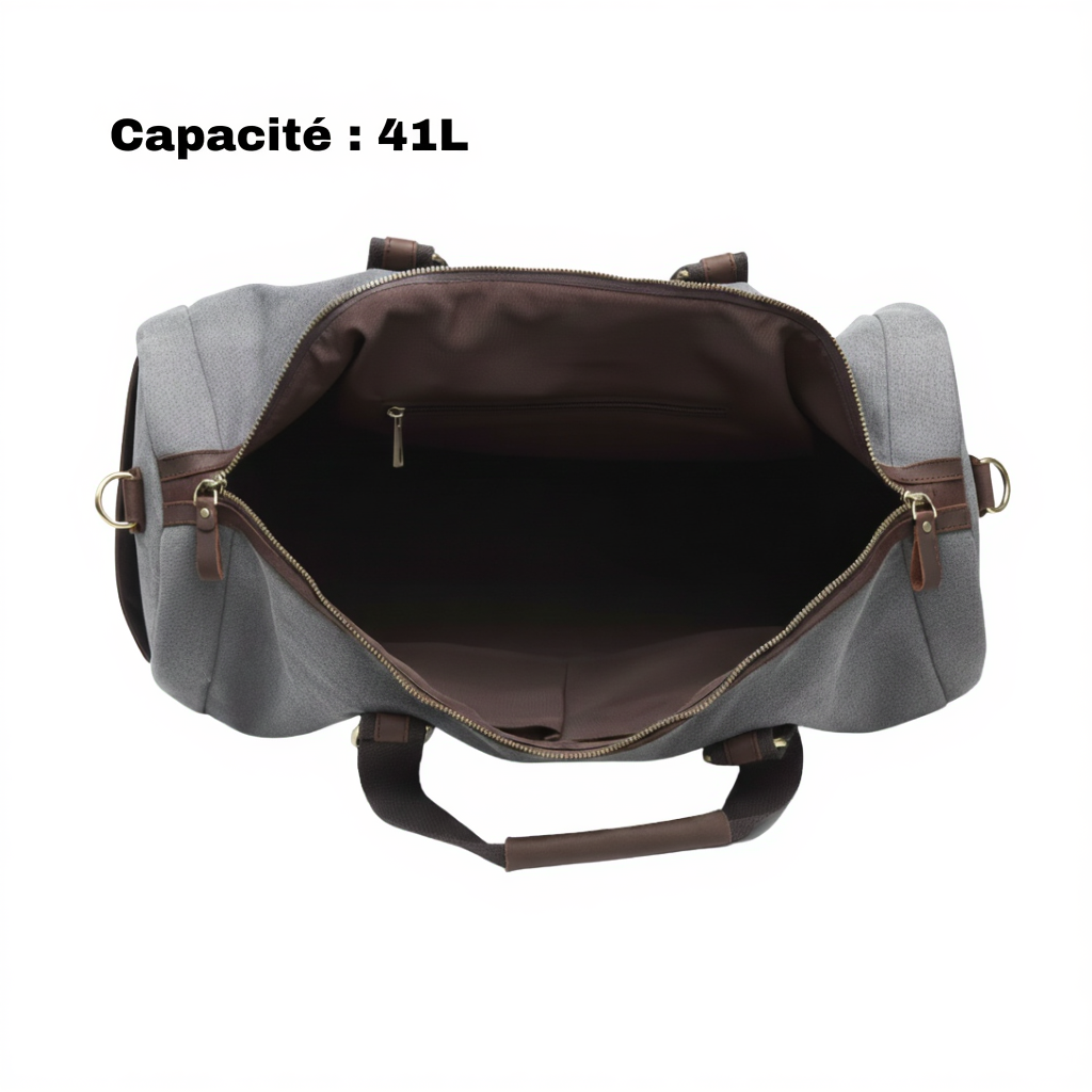 Sac Duffle Bag Vintage en Toile Canvas - 41L - Grand Format Week-end