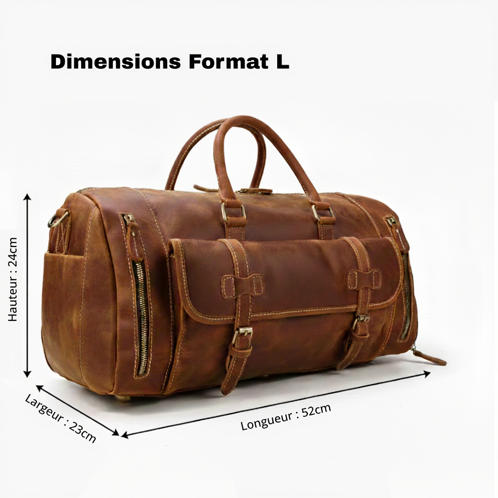 Sac de Voyage Vintage en Cuir Véritable - Format L & XL - Style Rétro Chic