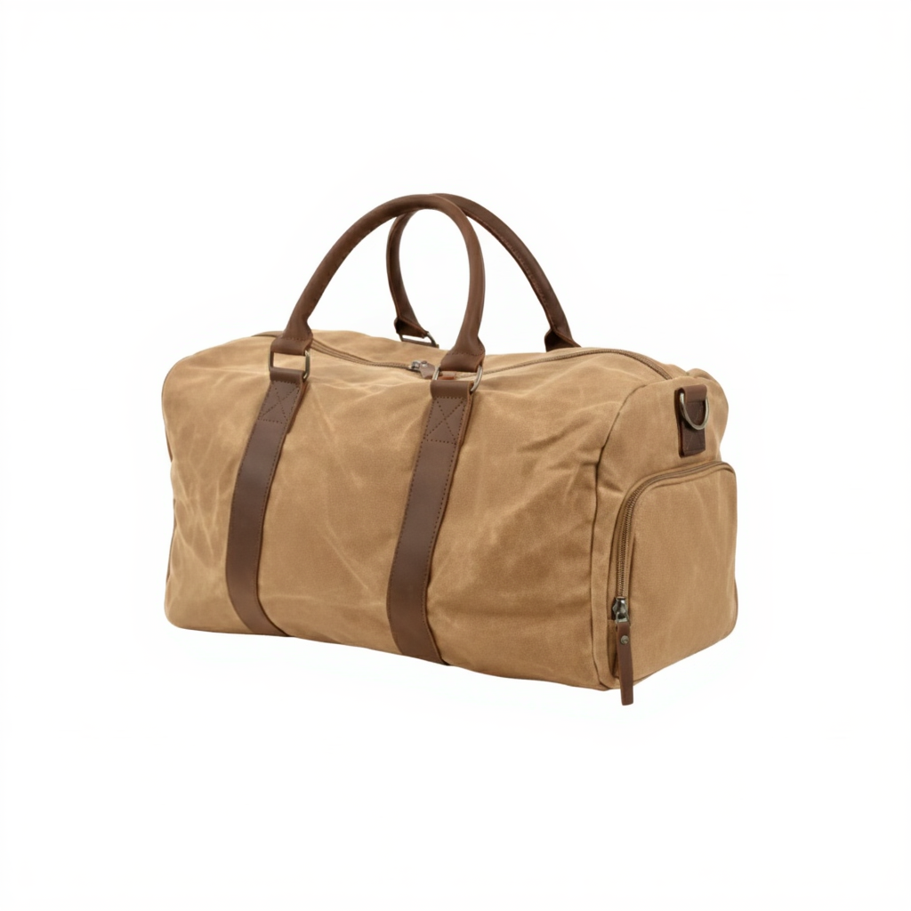 Sac de Voyage Cabine 28L en Toile Cirée & Cuir - Petit Sac Week-end (50cm)