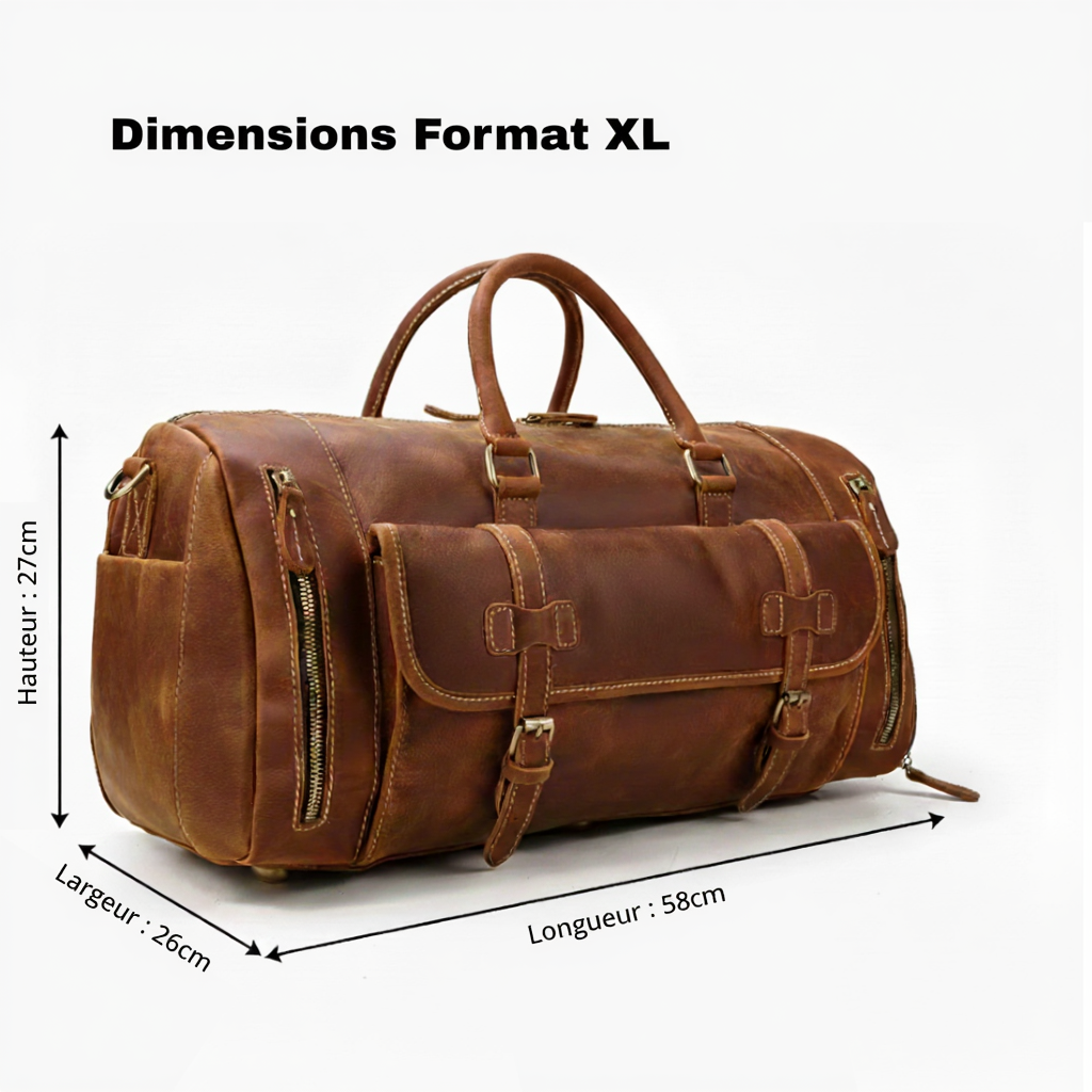 Sac de Voyage Vintage en Cuir Véritable - Format L & XL - Style Rétro Chic