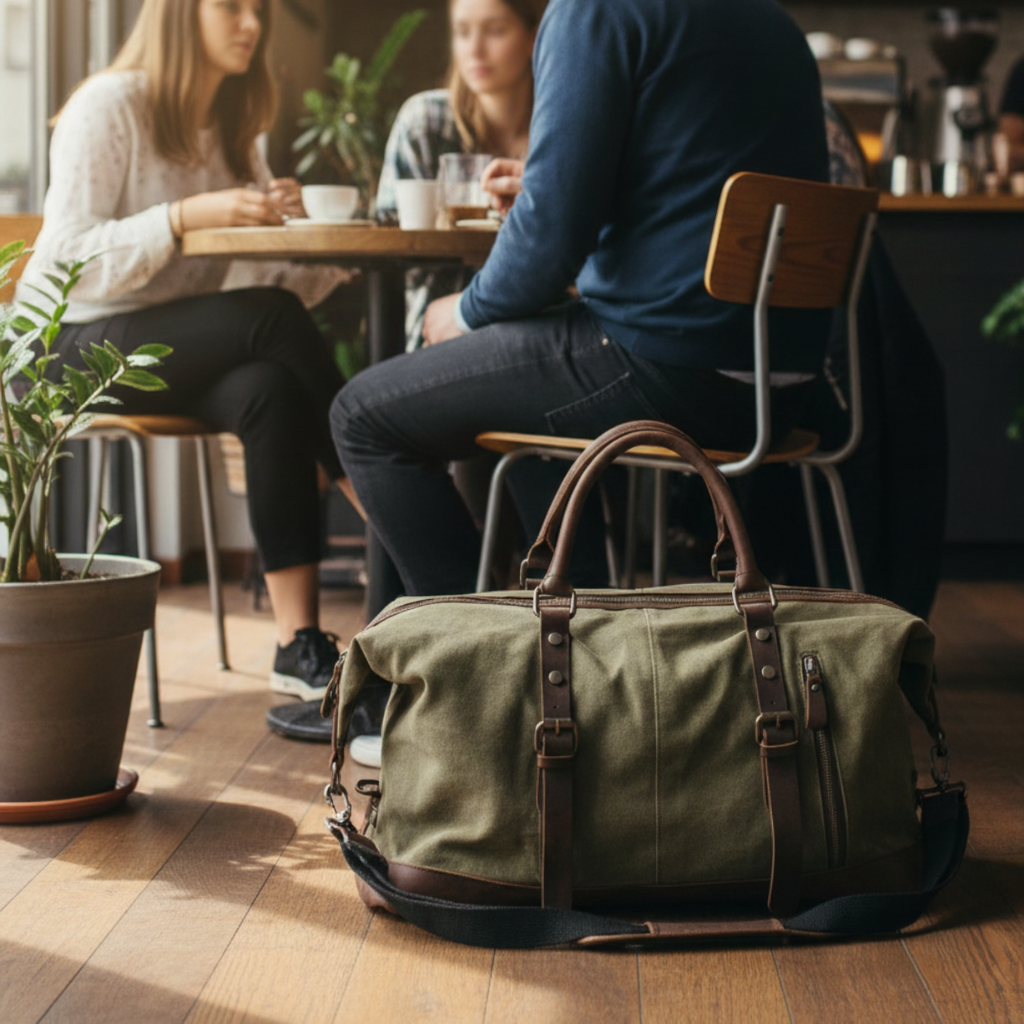 Sac de Voyage Style Militaire - Toile Canvas Épaisse & Cuir Véritable - 31L