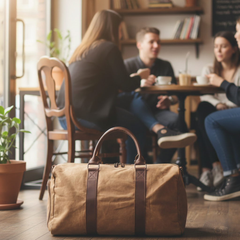 Sac de Voyage Cabine 28L en Toile Cirée & Cuir - Petit Sac Week-end (50cm)