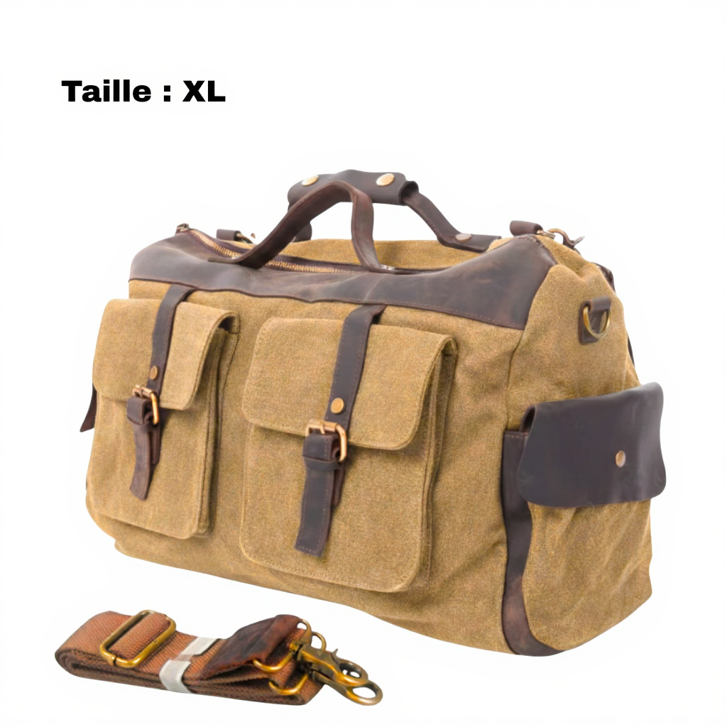sac-de-voyage-homme-en-toile-et-cuir-bagage-cabine-chic-marron-taille-XL